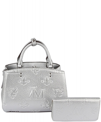Embossed Monogram 2-in-1 Satchel LMR0031WZ SILVER